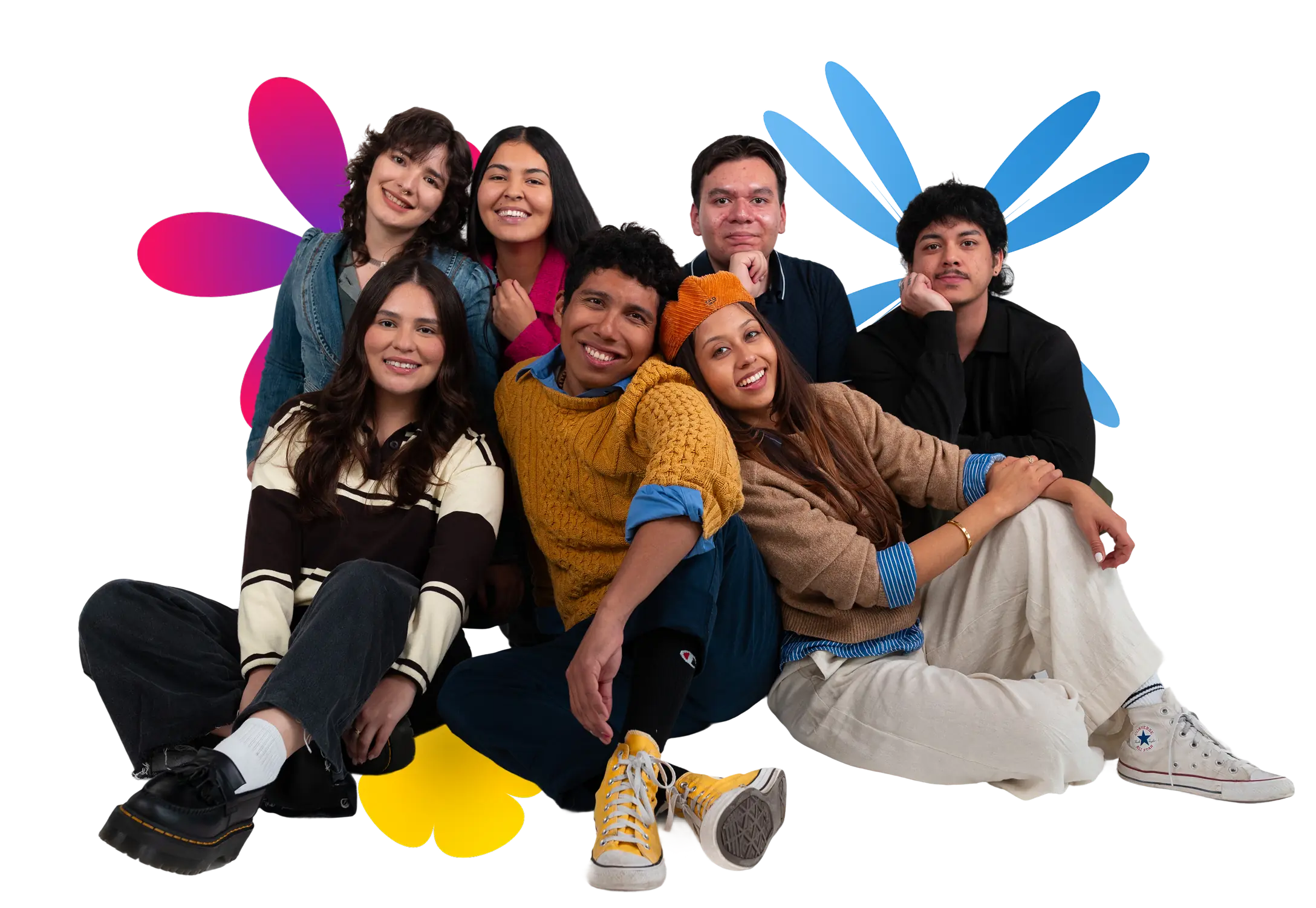 Smiling group of diverse youth representing the Digital NEST community and workforce development programs.